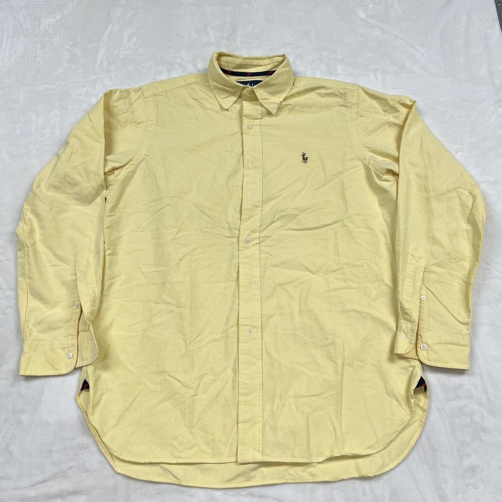 Ralph Lauren Button Down Shirt Mens M Yellow Classic Fit Cotton Oxford LS